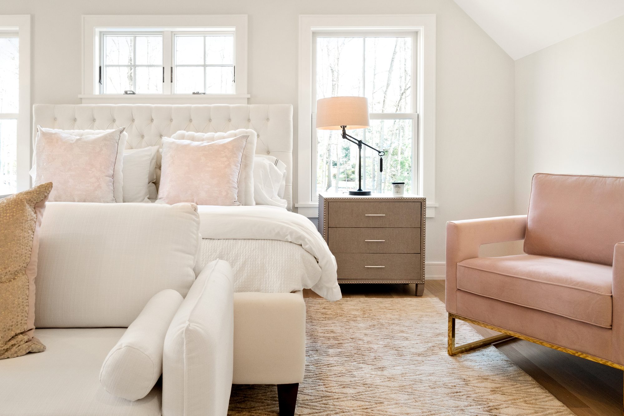 beautiful master bedroom design salmon pink decor with cream and tan