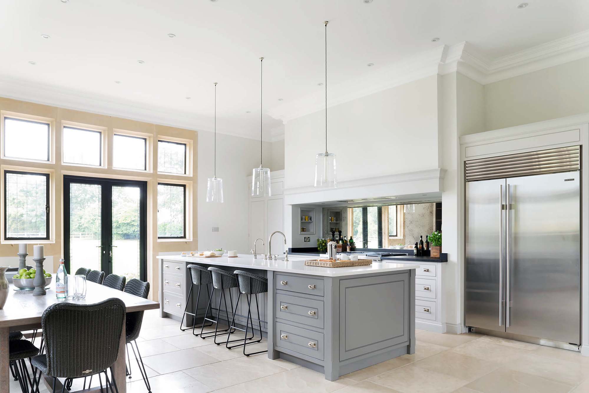 luxury kitchen design ideas white and gray kitchen cabinets Gambrick custom home builder NJ
