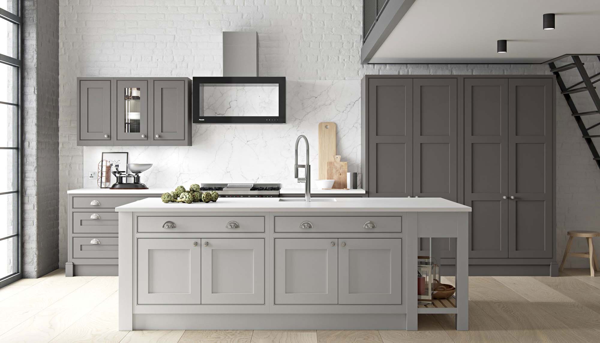 luxury kitchen design ideas light and dark gray kitchen cabinets Gambrick top NJ home builder
