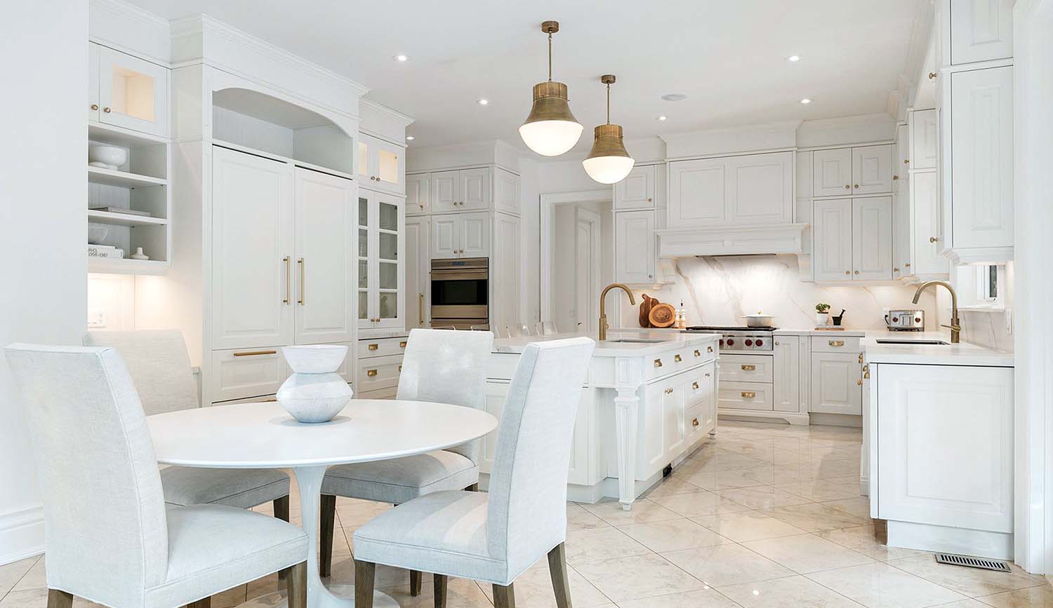 marble slab backsplash luxury kitchen white with brass
