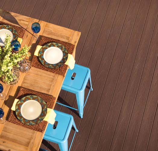 custom built timbertech deck with brown decking