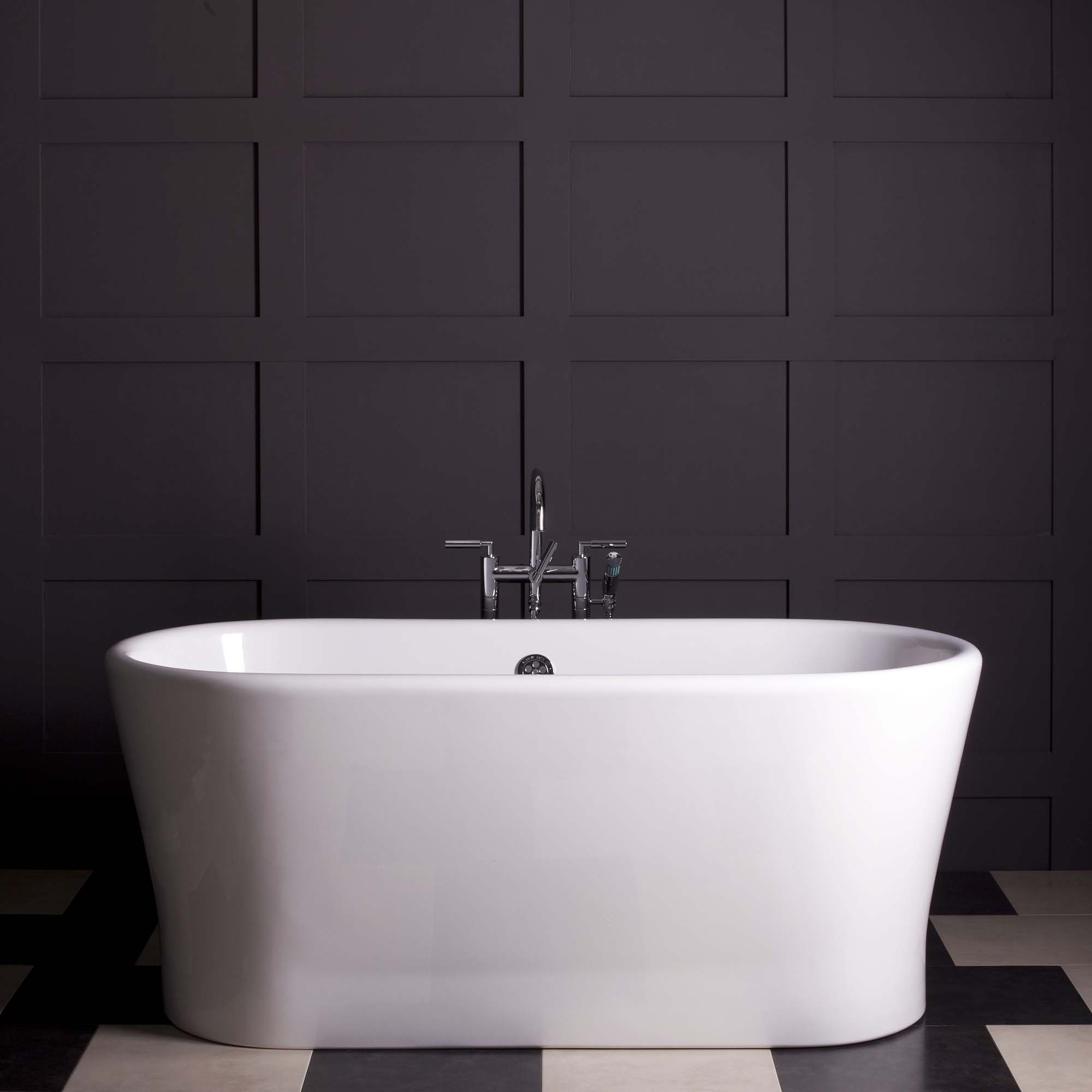 bathrooom wall paneling ideas dark gray box molding white free standing tub