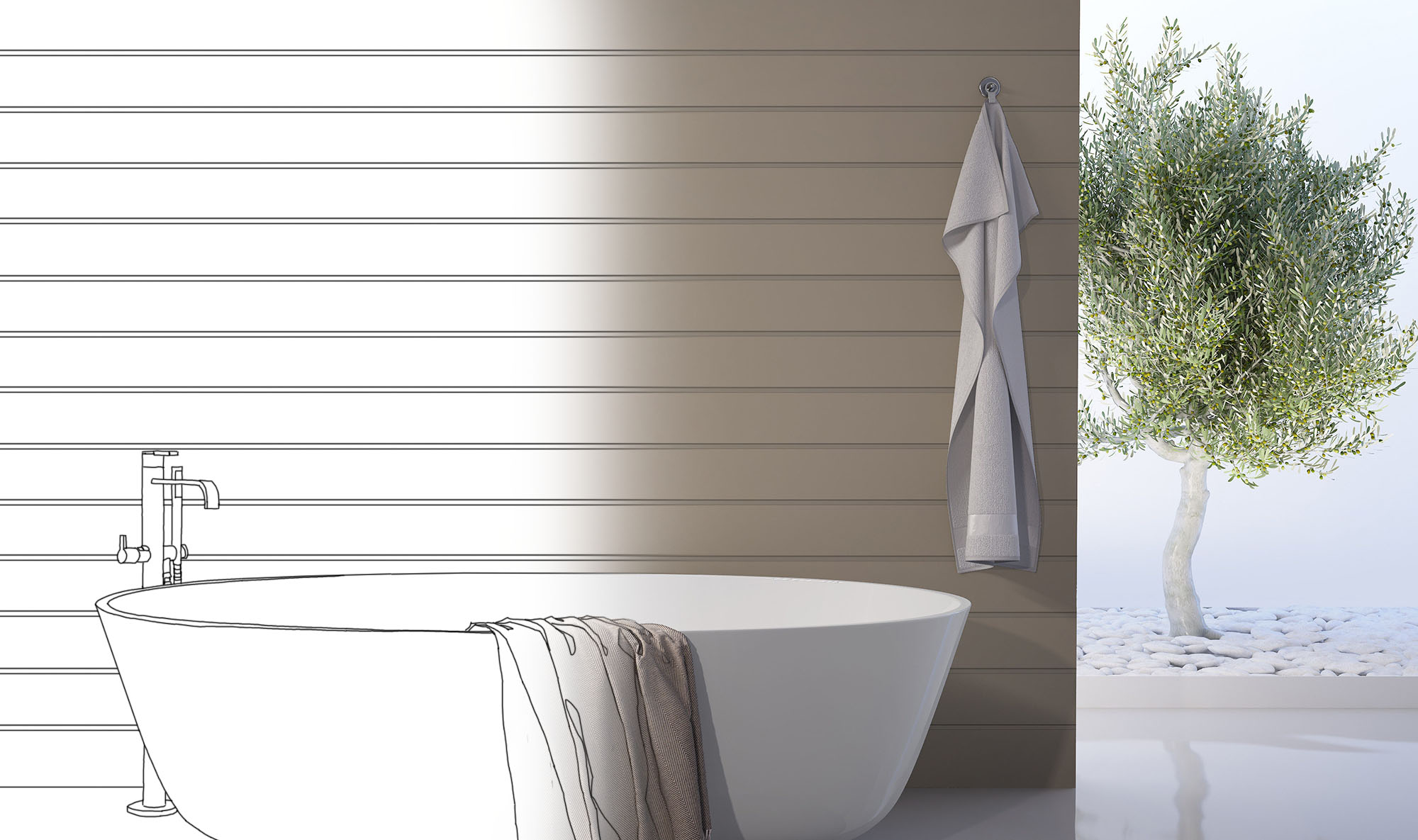 white bathroom shiplap white freestanding soaking tub modern bathroom design - Gambrick