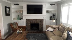 what are brad nails used for beautiful built ins around a brick fireplace