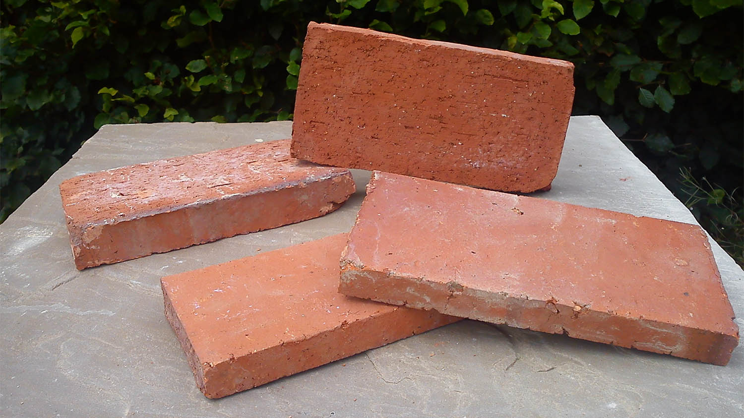 thin brick veneer closeup red bricks