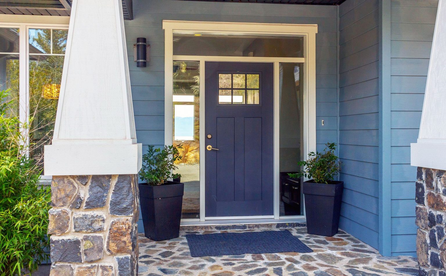 blue siding front door 7b Modern Design