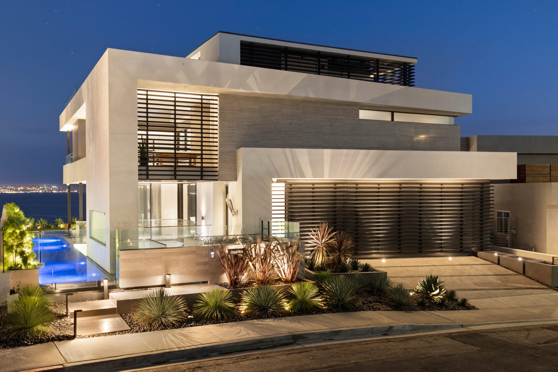 Ultra Modern home with a permeable concrete driveway.