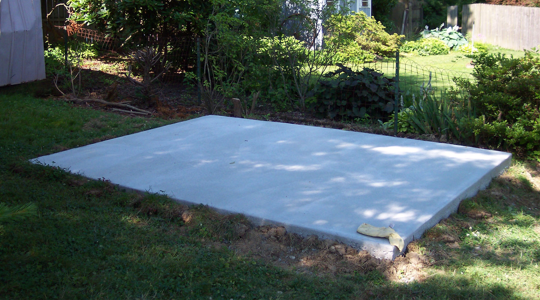 concrete slab before the shed is built