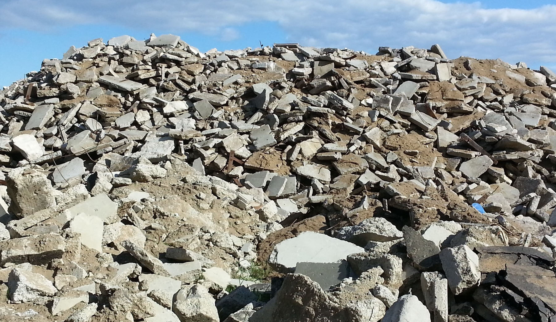 chunks of concrete ready for recycling. 