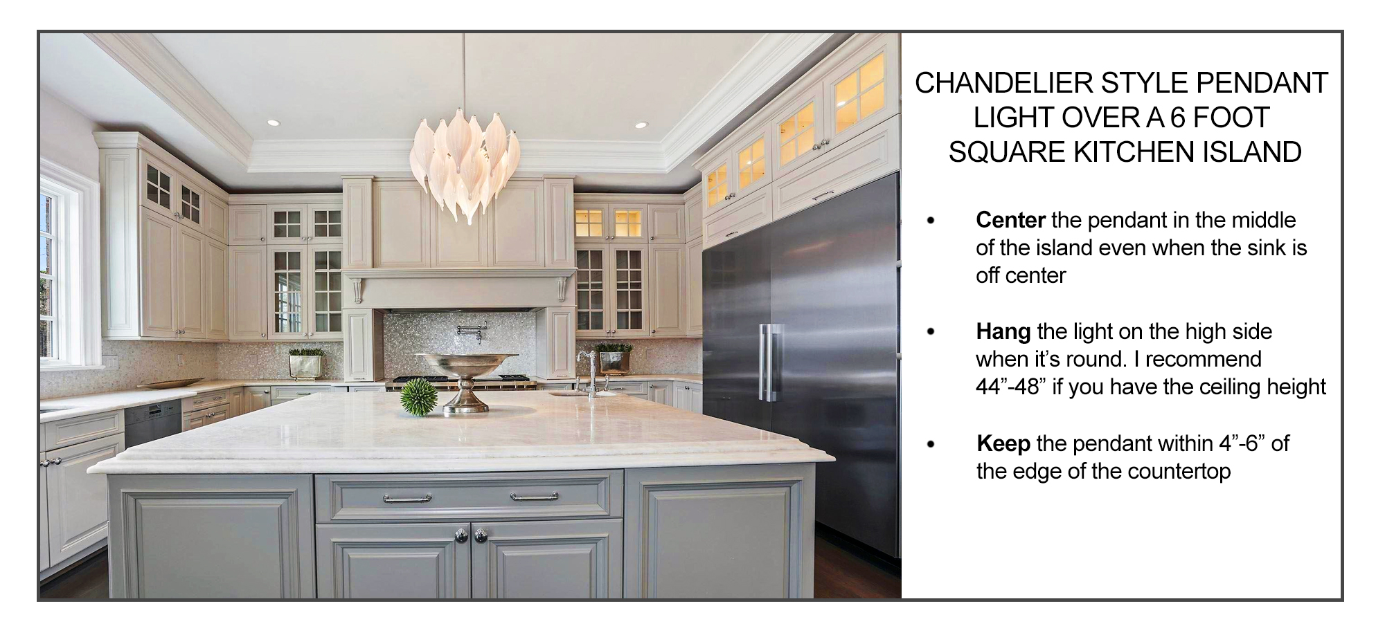 how to hang a single chandelier pendant light over an island inforgraphic 