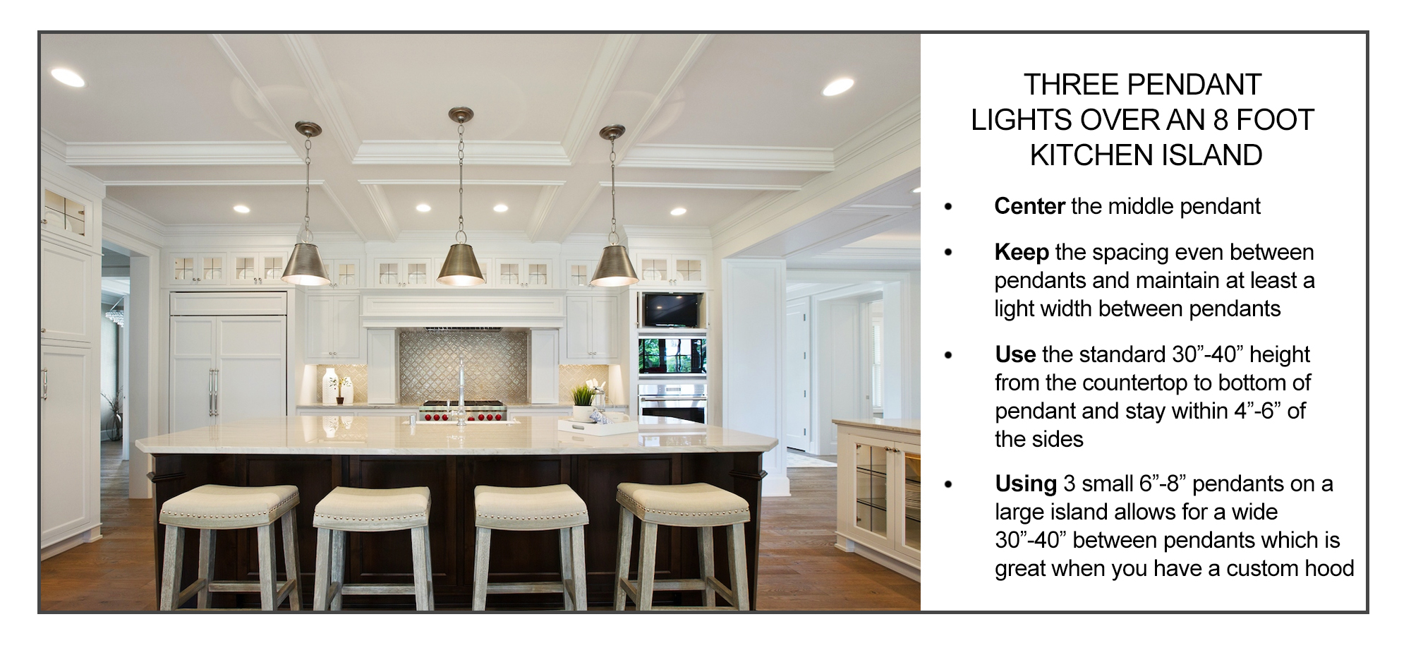how to space three pendant lights over a kitchen island inforgraphic 