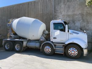 mini concrete truck holding 4 yards of concrete