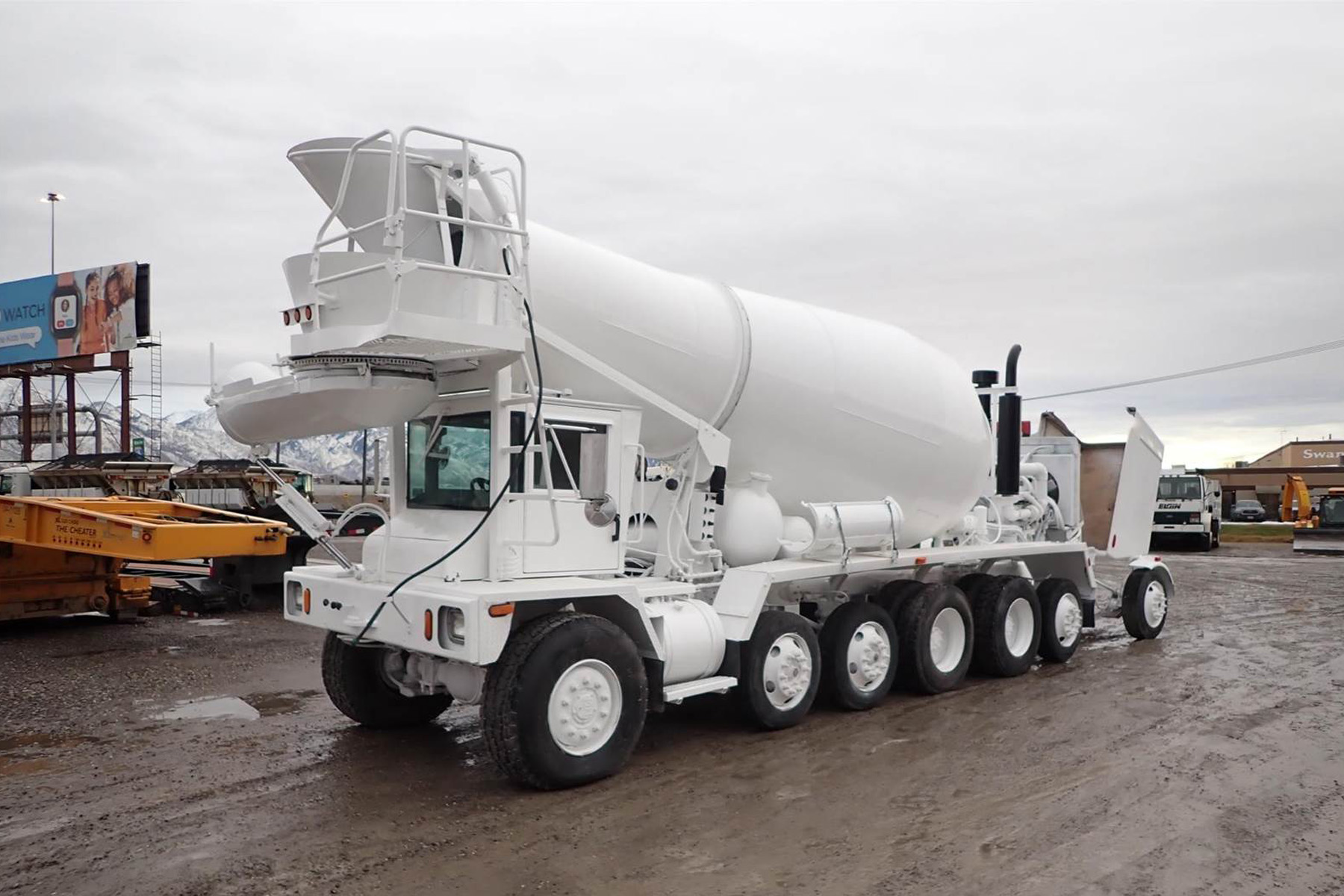 large commercial concrete truck 14 yards 14 feet high 6 wheel
