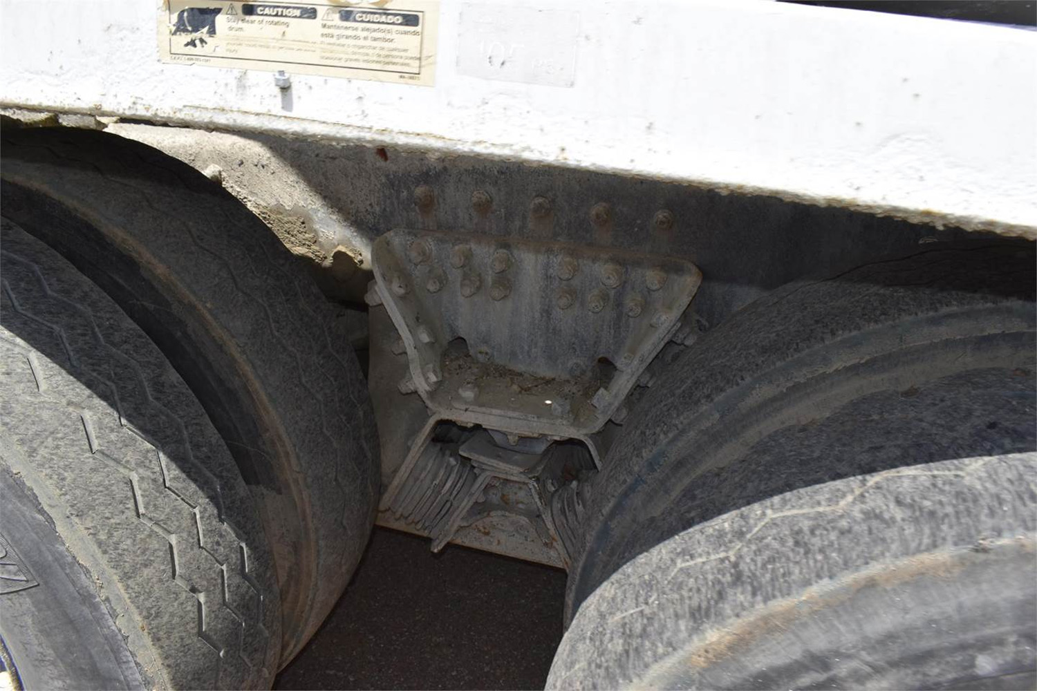 Closeup pic of a concrete truck's heavy duty frame