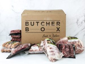 butcher box with lots of meats