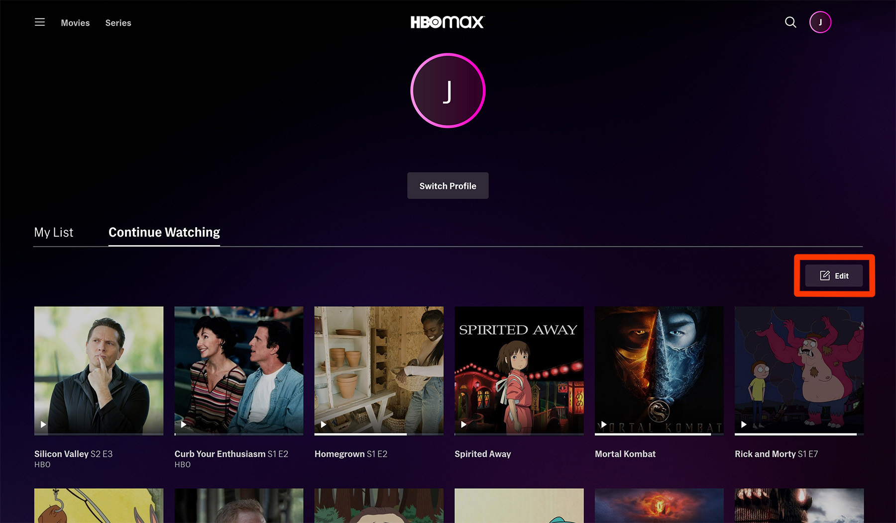 step 6.0 how to see HBO Max watch history