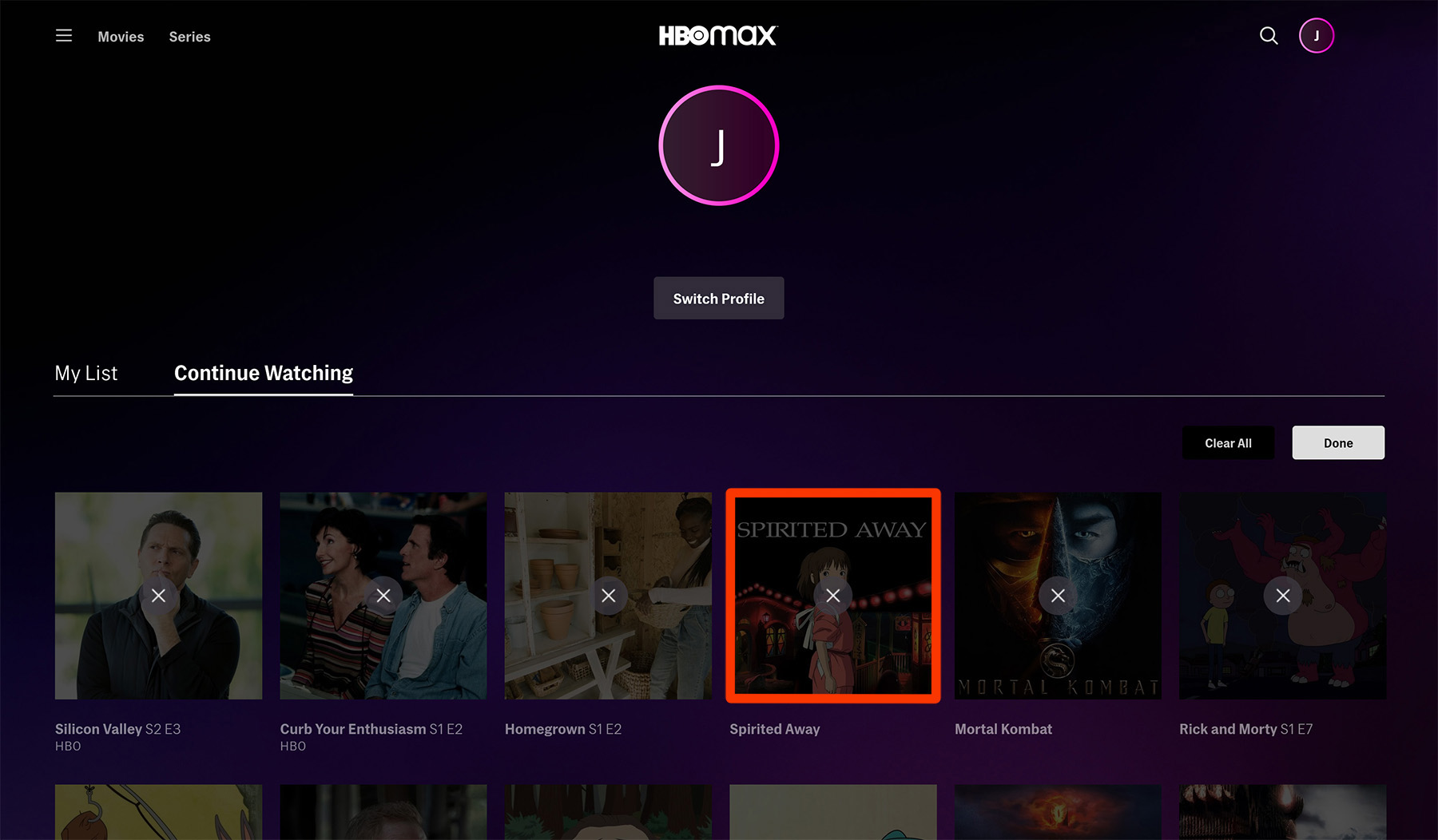 step 6.2 how to see HBO Max watch history