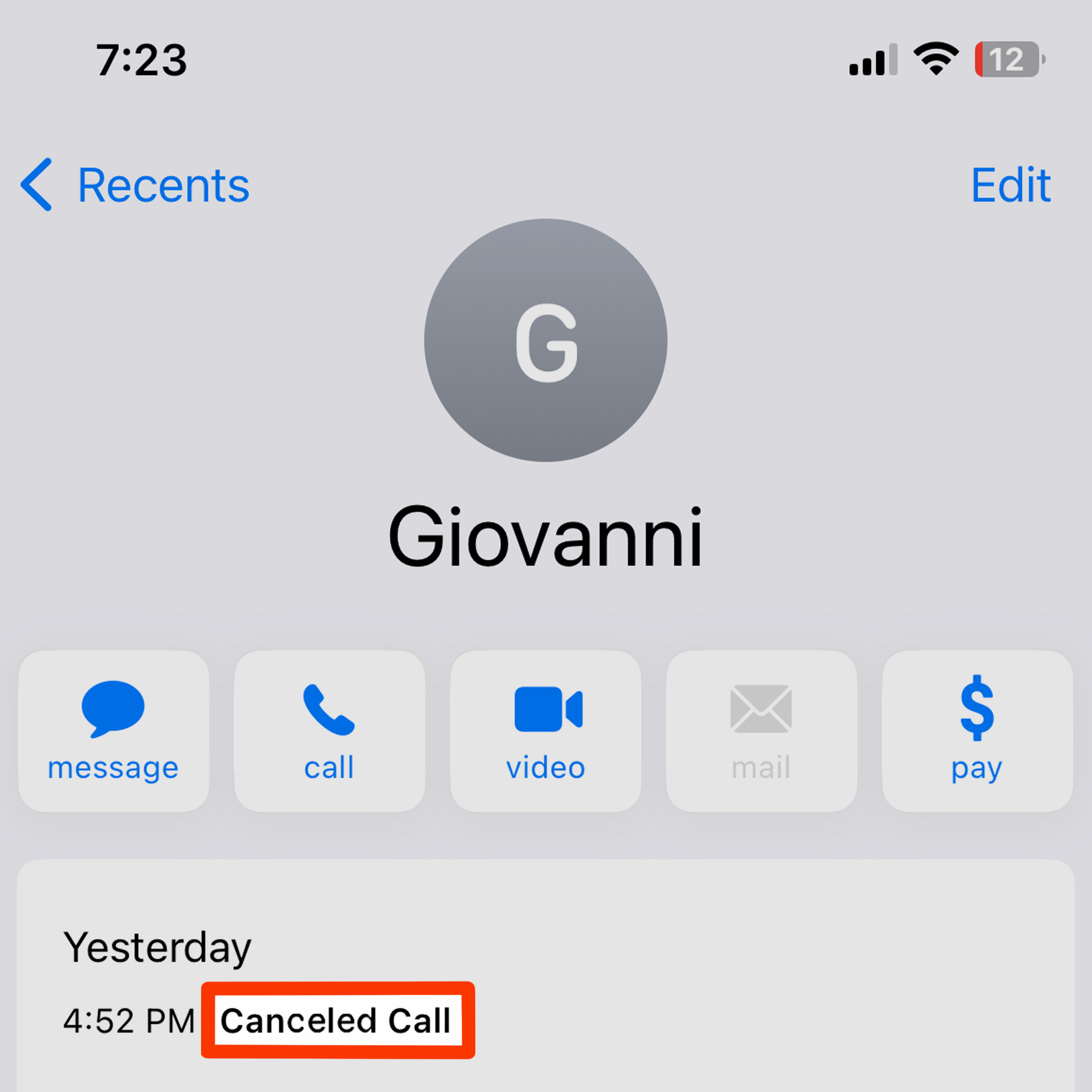 step 4. what does canceled call on iPhone mean 1.0