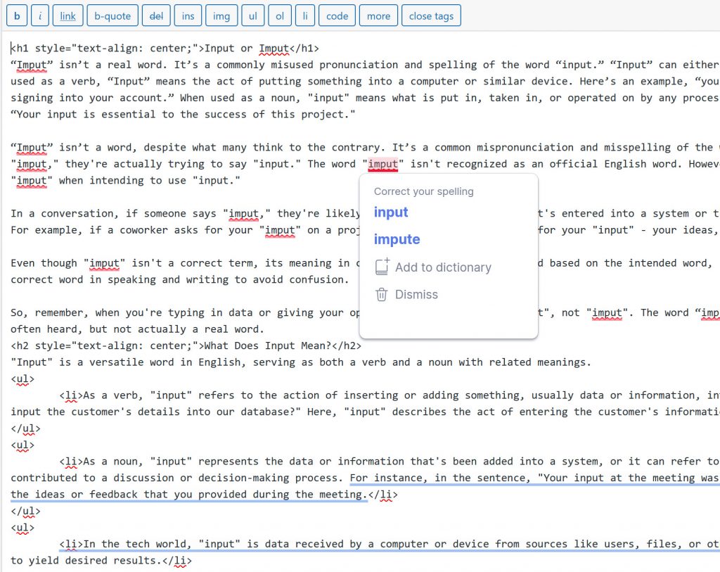 Input or Imput Which Is Correct?