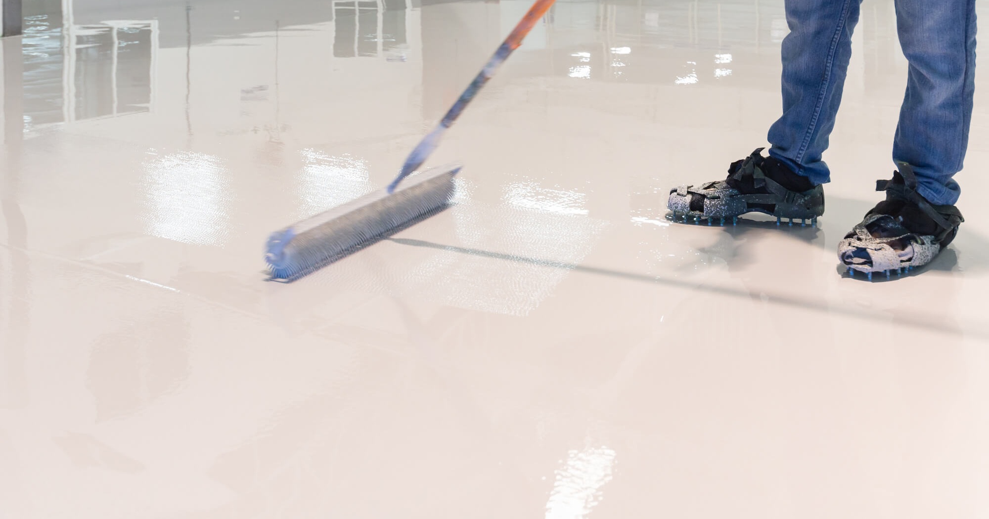 white epoxy flooring garage NJ 